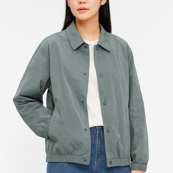 ZARA UNISEX LIGHTWEIGHT JACKET SIZE L GRAY 2 POCKETS SNAP BUTTONS - Picture 1 of 12
